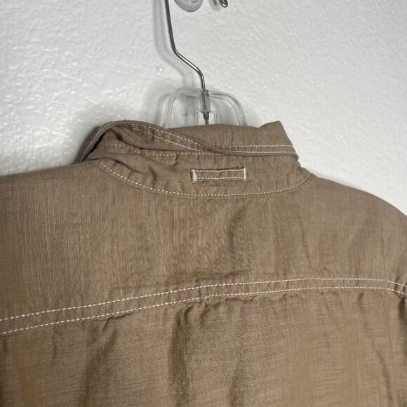 GAP Mens Shirt Size L Light Brown Short Sleeve Collared Button Down Unlined - Picture 15 of 15